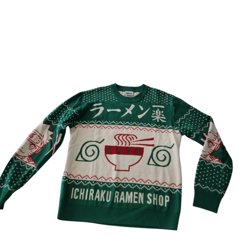 Vintage Naruto Sweater Sz M Ichiraku Shippuden Ramen Soup Anime Shonen Jump